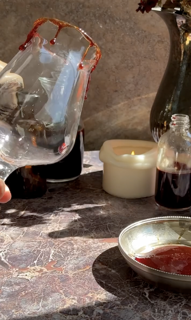 blood orange syrup rim for Halloween aperol spritz