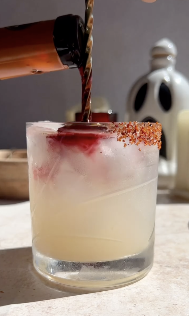 devil's margarita with red wine float