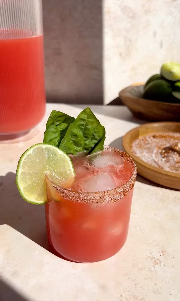 Batched Watermelon Basil Margaritas