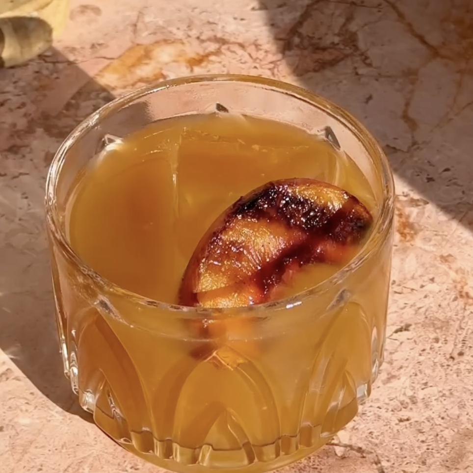 grilled peach old fashioned