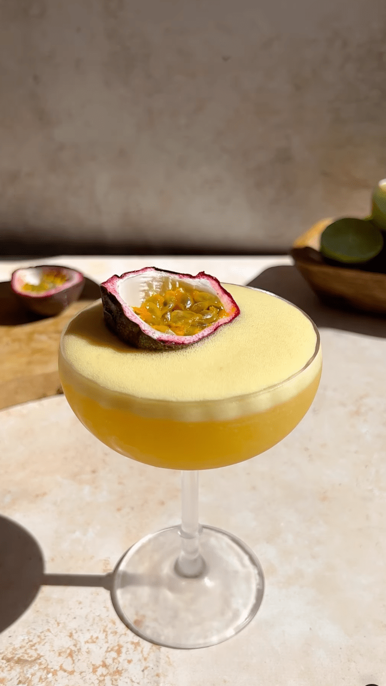 passion fruit martini with vanilla syrup