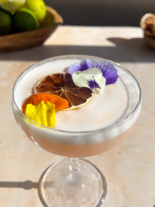 cocktail with edible flowers