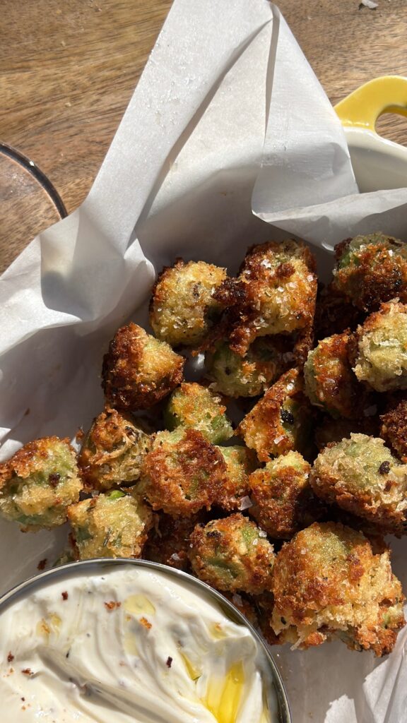fried olives with whipped ricotta