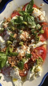 tomato burrata snack plate