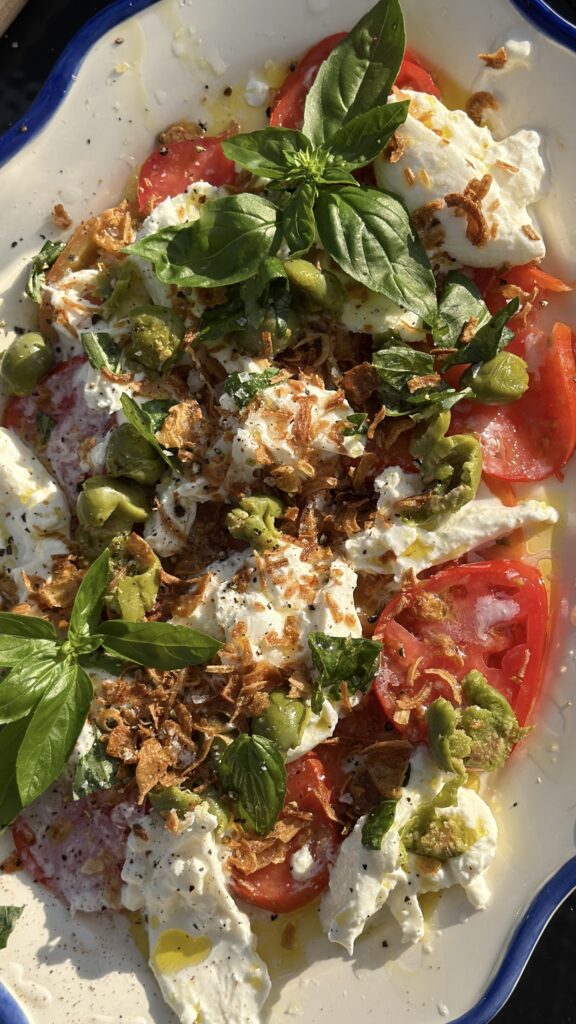 tomato burrata snack plate