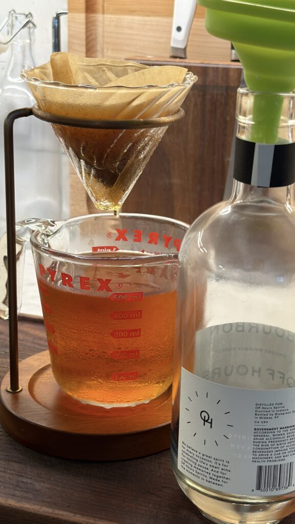 straining brown butter fat washed bourbon