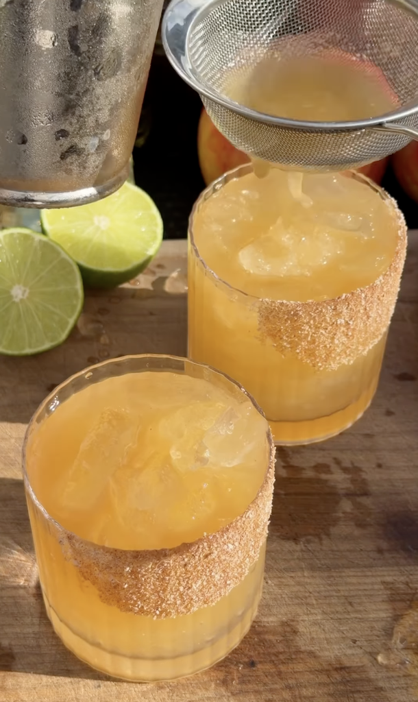 double straining apple butter margaritas
